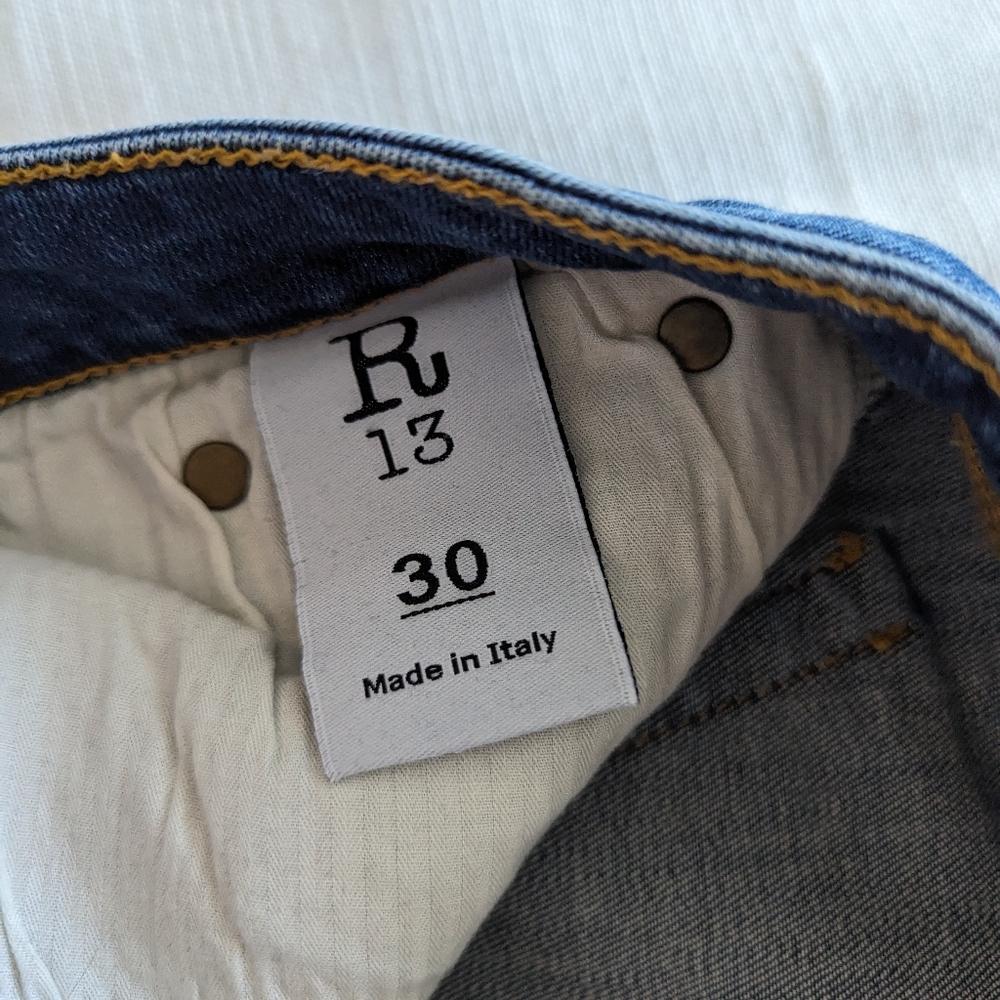 R13 paint splatter low-rise jeans